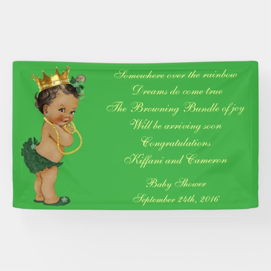 Banderoles Petit vert ethnique et or de princesse baby shower (Horizontal)