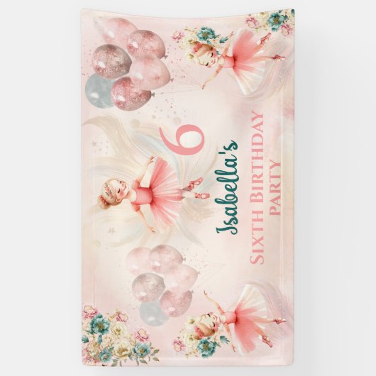 Banderoles Petite Ballerina Blond rose Turquoise Floral Anniv (Vertical)