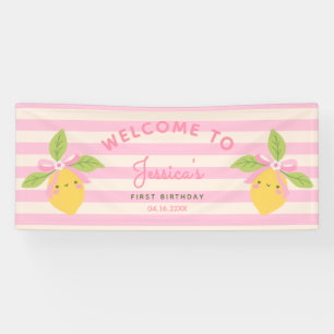 Banderoles Petite Coquine Lemon Pink 1er Anniversaire BIENVEN
