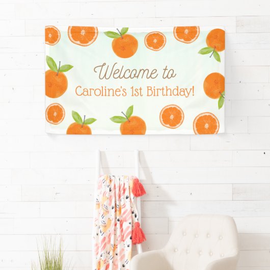 Banderoles Petite Cutie Oranges Fille Anniversaire Bienvenue (En situation)
