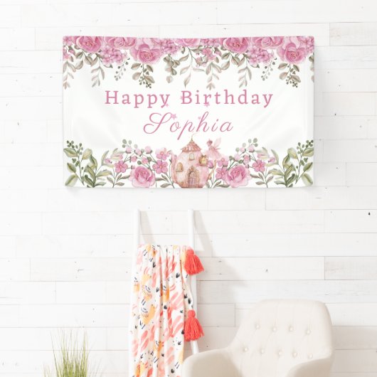 Banderoles Petite Fée Et Théière Anniversaire (En situation)