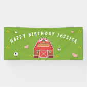 Banderoles Petite ferme à granges rouges Joyeux anniversaire (Horizontal)
