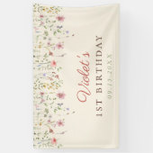 Banderoles Petite fleur Fleur sauvage 1er anniversaire (Vertical)