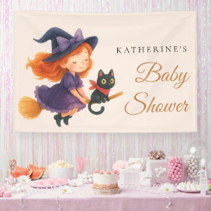 Banderoles Petite Sorcière & Chat Fête Prénatale Halloween