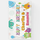 Banderoles Petits Monstres adorables Fête d'Anniversaire, N'I (Vertical)