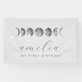 Banderoles Phases de lune Étoiles blanches (Horizontal)