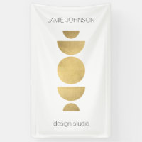 Phases Lune Abstraites Art géométrique Or/Blanc