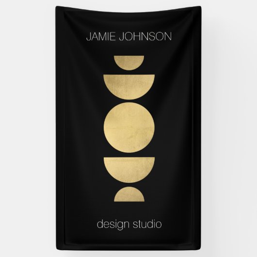 Banderoles Phases Lune Abstraites Art géométrique Or/Noir (Vertical)