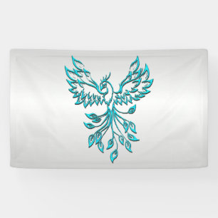 Banderoles Phoenix bleu turquoise se lève sur l'argent