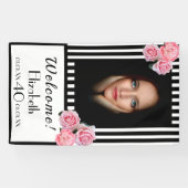 Banderoles Photo 40e anniversaire noir rayures blanches flora (Horizontal)