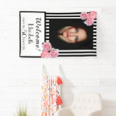 Banderoles Photo 50e anniversaire noir rayures blanches flora (En situation)