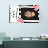 Banderoles Photo 50e anniversaire noir rayures blanches flora (Salon professionnel)