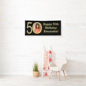 Banderoles Photo 50th Birthday Party Banner Black/Gold (En situation)