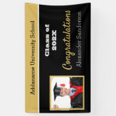 Banderoles Photo Black Gold moderne félicitations pour la gra (Vertical)