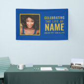 Banderoles Photo Blue Gold moderne Fête de la vie (Salon professionnel)