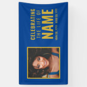 Banderoles Photo Blue Gold moderne Fête de la vie (Vertical)