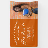 Banderoles Photo Burnt Orange White Script Graduation 2025 (Vertical)