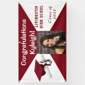 Banderoles Photo Cardinal Red and White Vinyl Graduation (Vertical)