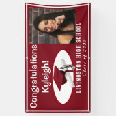 Banderoles Photo Cardinal Red & White Vinyl Graduation (Vertical)