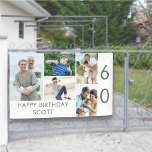 Banderoles Photo Collage 5 Photo 60th Birthday Banner<br><div class="desc">Bannière personnalisée célébrant un 60e anniversaire - ou personnaliser pour tout autre âge ! Le modèle photo est configuré pour vous pour ajouter 5 de vos photos préférées qui sont affichées dans un collage photo de formats horizontal paysage et portrait vertical. Le libellé se lit simplement "Joyeux anniversaire [votre nom]"...</div>