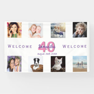 Banderoles Photo collage blanc fête d'anniversaire