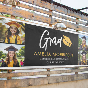 Banderoles Photo Collage Graduate Gold Black Graduate