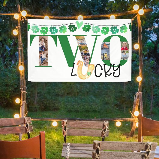 Banderoles Photo Collage Two Lucky Custom 2nd Birthday Party