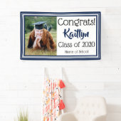 Banderoles Photo couleur marine et blanche de l'école (En situation)