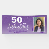 Banderoles Photo d'anniversaire 50 ans Violet 50 et Fabuleux (Horizontal)