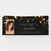 Banderoles Photo d'anniversaire étoiles noires (Horizontal)