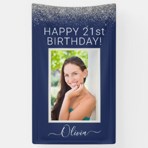 Banderoles Photo d'anniversaire Marine Blue Silver Parties sc
