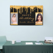 Banderoles Photo d'anniversaire noir or parties scintillant a (Salon professionnel)
