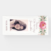 Banderoles Photo d'anniversaire rose blanche or parties scint (Horizontal)