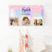 Banderoles Photo d'anniversaire rose violet bienvenue (En situation)