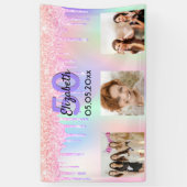 Banderoles Photo d'anniversaire rose violet bienvenue (Vertical)