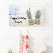 Banderoles Photo de 2 ananas sur une plage Anniversaire (En situation)