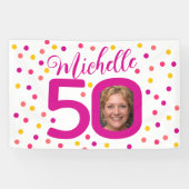 Banderoles photo de 50e anniversaire points de confetti jaune (Horizontal)