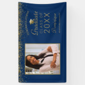 Banderoles Photo de diplôme Gold Script Casquette Royal Blue (Vertical)