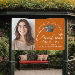 Banderoles Photo de diplômé orange brûlé Fête de fin d'études