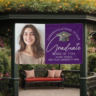 Banderoles Photo de diplômé violet foncé Fête de fin d'études