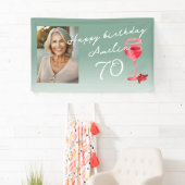 Banderoles Photo de fête d'anniversaire avec verre de vin rou (En situation)