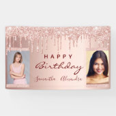 Banderoles Photo de fête d'anniversaire rose or parties scint (Horizontal)