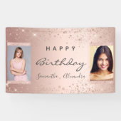 Banderoles Photo de fête d'anniversaire rose or parties scint (Horizontal)