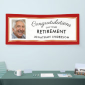 Banderoles Photo de fête de retraite simple rouge (Salon professionnel)