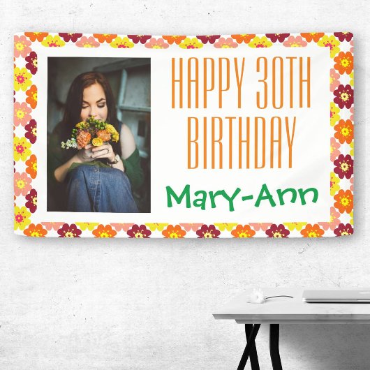Banderoles Photo de Fleurs Graphiques du 30e anniversaire