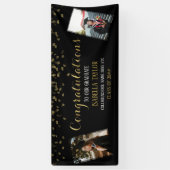 Banderoles Photo de Graduation Black & Gold Félicitations (Vertical)