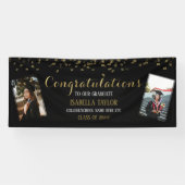 Banderoles Photo de Graduation Black & Gold Félicitations (Horizontal)