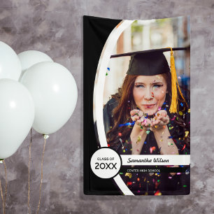 Banderoles Photo de graduation de Black Curved Frame