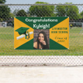 Banderoles Photo de Graduation de Vinyle Vert et Or (En situation)