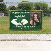 Banderoles Photo de Graduation de Vinyle Vert & Or (En situation)